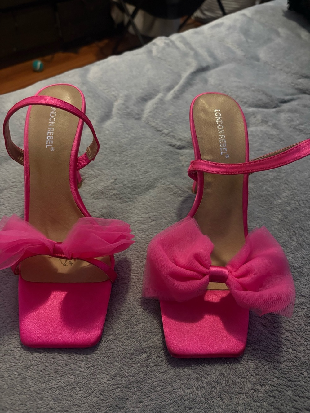 London Rebel Hot Pink Bow Strap Heeled Sandals